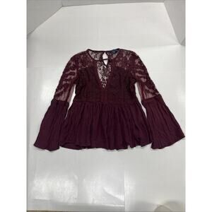 American Eagle Fairygoth Whimsical Lace Tunic Womens XS Red Romantic Feminine